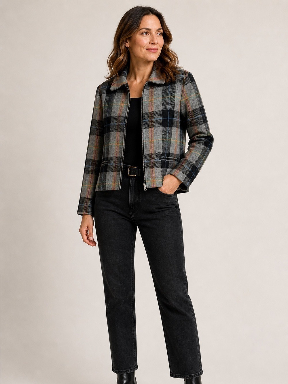 JONES New York wool blazer plaid pure new wool jacket size 12